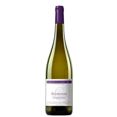 A bottle of Domaine des Petits Champs Lins white Burgundy, available at our Provincetown wine store, Perry's.
