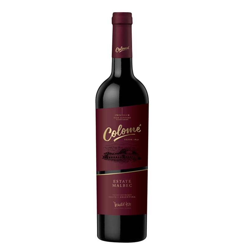 Bottle of Colome Estate Malbec from Argentina. Available at our wine store.