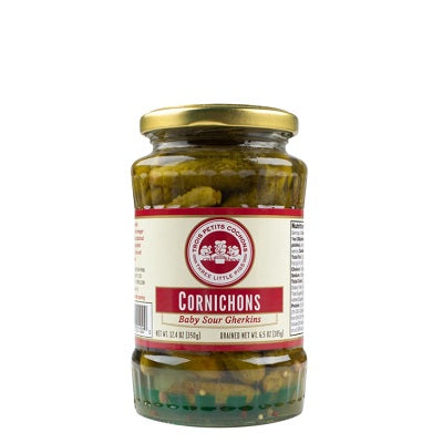 A jar of cornichons, available at our Provincetown liquor store, Perry's.
