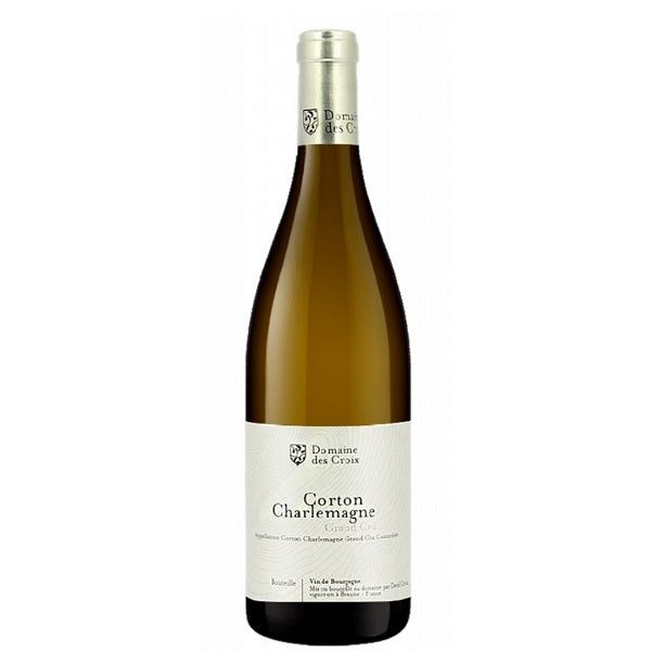 A bottle of Domaine des Croix Corton Charlemagne, available at our Provincetown wine store, Perry's