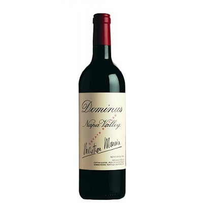 A bottle of Dominus Cabernet Sauvignon 2018, available at our Provincetown wine store, Perry's