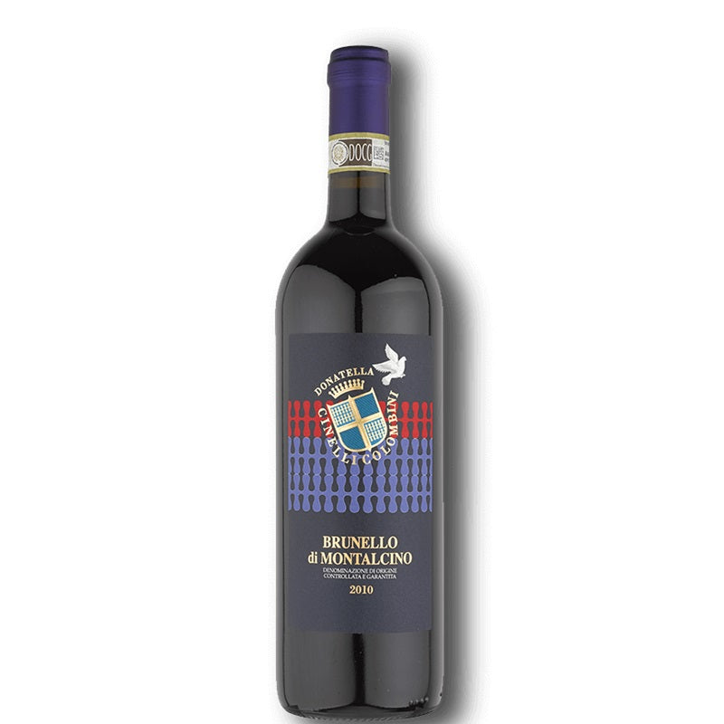A bottle of Donatella Colombini Brunello di Montalcino, available at our Provincetown wine store, Perry's.