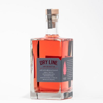 A bottle of Dry Line Rose gin, available at our Provincetown liquor store, Perry's.