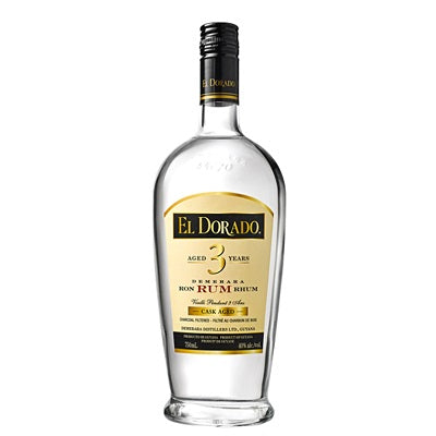 A bottle of El Dorado 3 year aged rum, available at our Provincetown liquor store, Perry's.