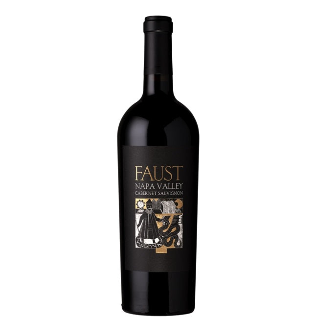 A bottle of Faust Cabernet Sauvignon, available from our Provincetown wine store, Perry's