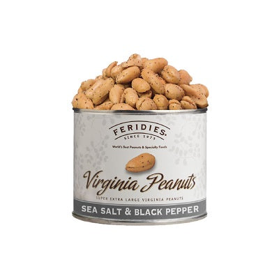 A box of Feridie’s Salt & Pepper Peanuts, available at our Provincetown liquor store, Perry's.