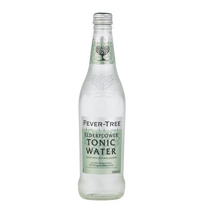 A bottle of Fever Tree Elderflower tonic water, available at our Provincetown liquor store, Perry's.