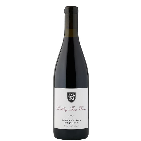 A bottle of Kelley Fox Carter Vineyard Pinot Noir, available at our Provincetown wine store, Perry's.