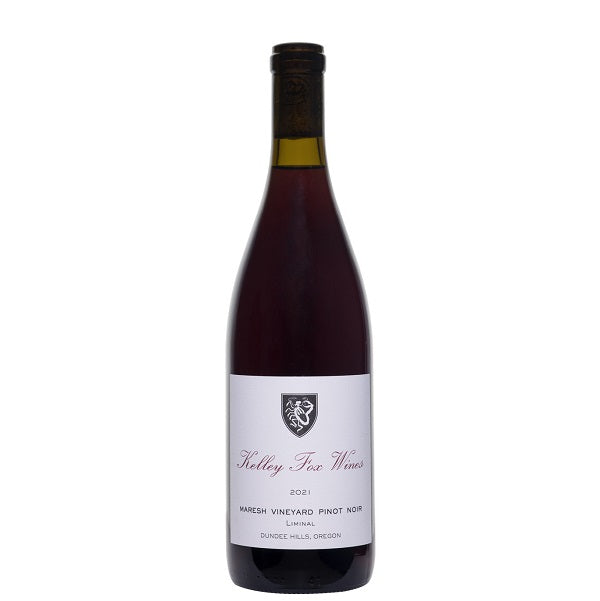 A bottle of Kelley Fox Maresh Pinot Noir, available at our Provincetown wine store, Perry's.