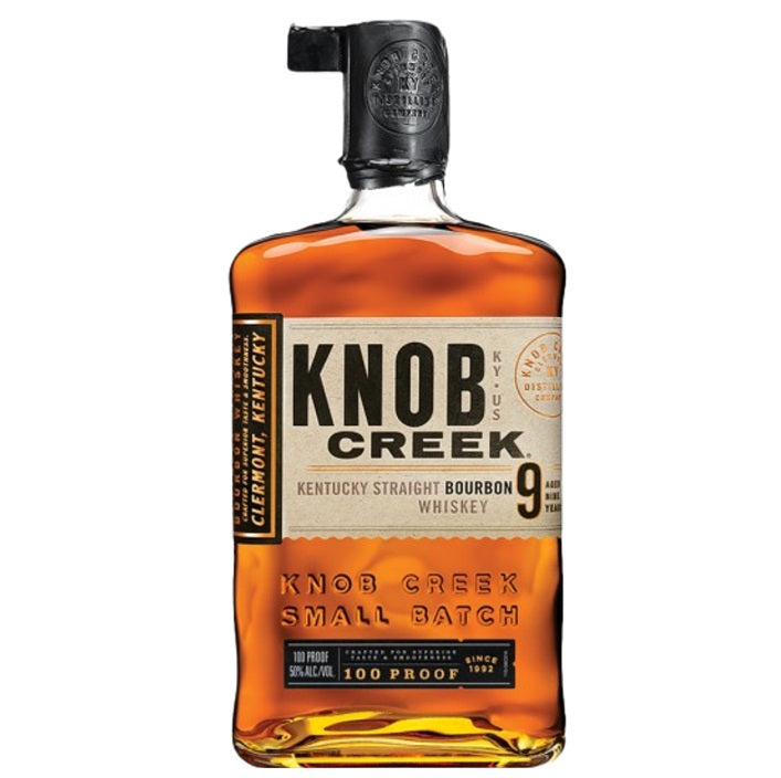 A bottle of Knob Creek Bourbon, available at our Provincetown liquor store, Perry's.