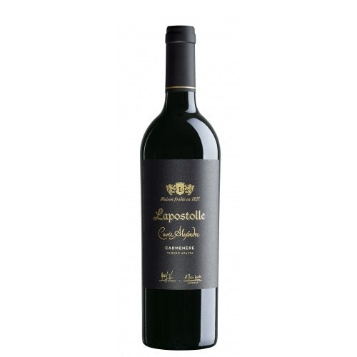 A bottle of Lapostolle Carmenere, available at our Provincetown wine store, Perry's.