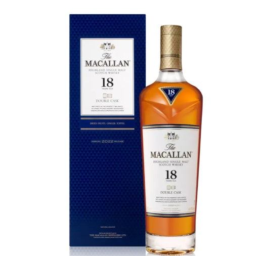 A bottle of Macallan Double Oak 18 Year old, available at our Provincetown liquor store, Perry's.