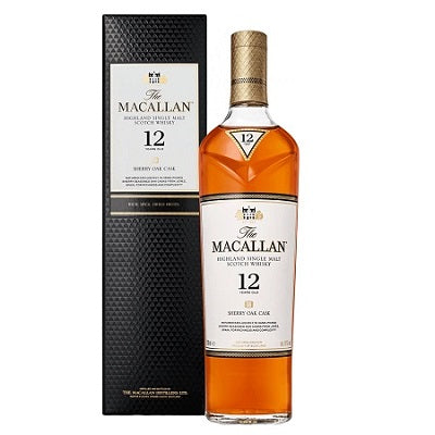 A bottle of Macallan Sherry Oak Cask 12 Year old, available at our Provincetown liquor store, Perry's.