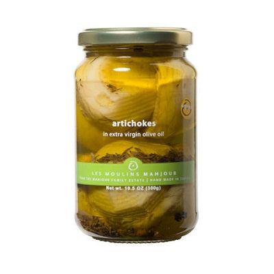 A jar of artichokes in olive oil, available at our Provincetown liquor store, Perry's.