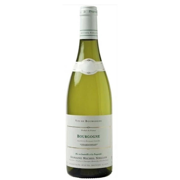 A bottle of Michel Niellon white Burgundy, available at our Provincetown wine store, Perry's