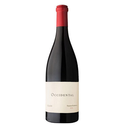A bottle of Occidental Pinot Noir, available at our Provincetown wine store, Perry's.