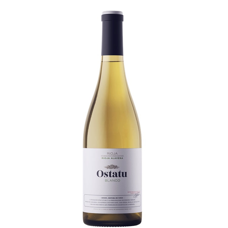 A bottle of Ostatu white Rioja, available at our Provincetown wine store, Perry's.
