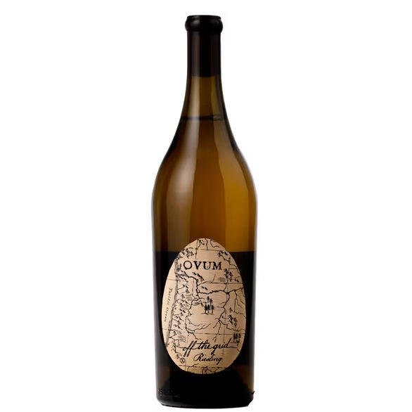 A bottle of Ovum Off the Grid Riesling, available at our Provincetown wine store, Perry's.