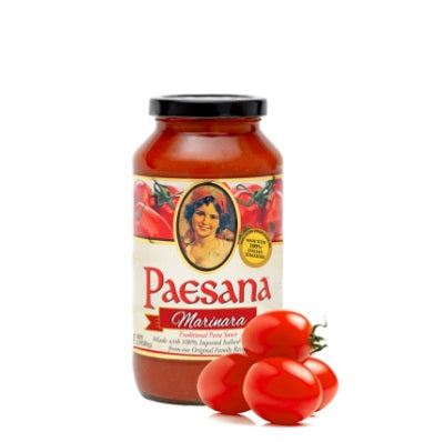 A jar of Paesana Marinara sauce, available at our Provincetown liquor store, Perry's.