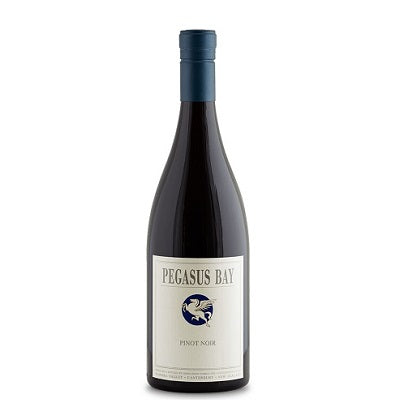 A bottle of Pegasus Bay Pinot Noir, available at our Provincetown wine store, Perry's.