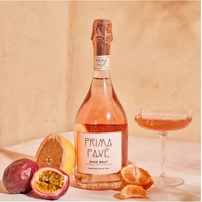 A pack of Prima Pave Sparkling Rosé 0% ABV, available at our Provincetown liquor store, Perry's.