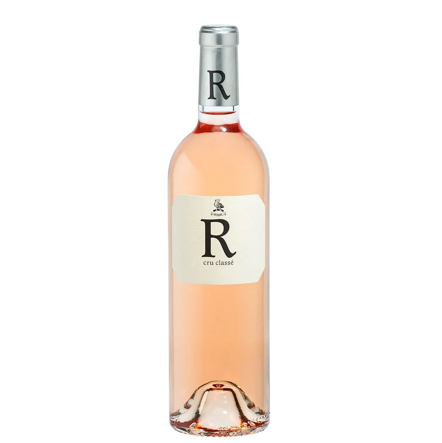 Bottle of Rimauresq 'R' Rose. Available at our wine store.