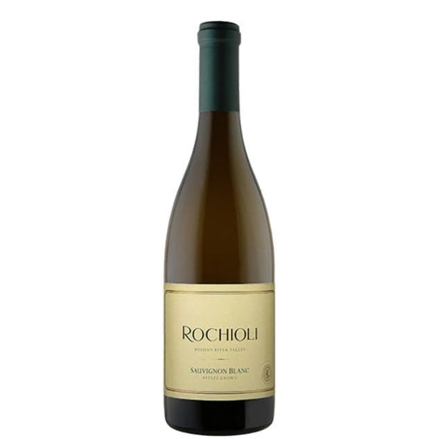 A bottle of Rochioli Sauvignon Blanc, available at our Provincetown wine store, Perry's.