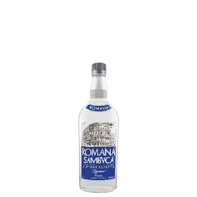 A bottle of Romana Sambuca, available at our Provincetown liquor store, Perry's.