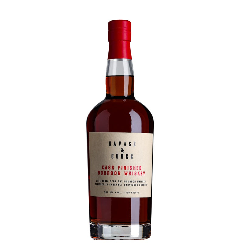 A bottle of Savage and Cooke Cabernet Cask Finished Bourbon, available at our Provincetown liquor store, Perry's.