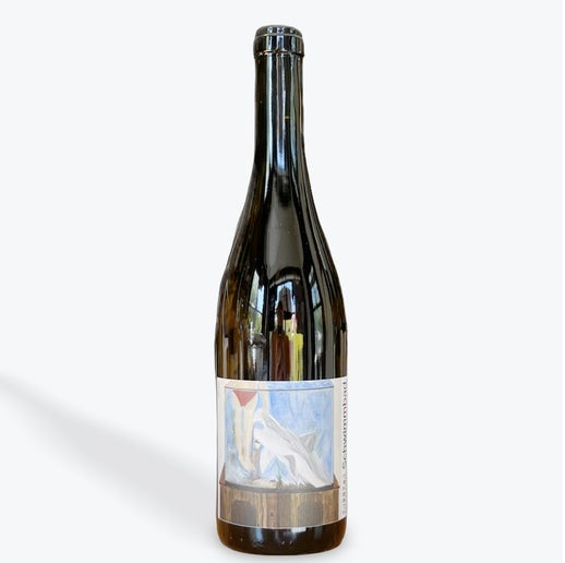 A bottle of Sonntag Geschlossen, available at our Provincetown wine store, Perry's.