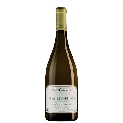 A bottle of La Soufrandise Pouilly Fuisse, available from our Provincetown wine store, Perry's.