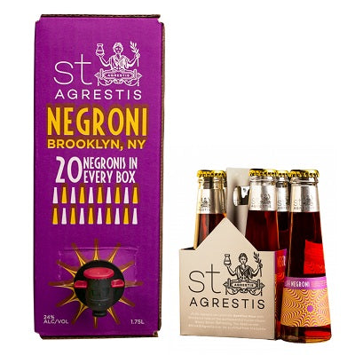 A pack of St.Agrestis Negroni, available at our Provincetown liquor store, Perry's.