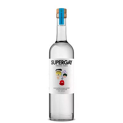 A bottle of Supergay Whiskey, available at our Provincetown liquor store, Perry's.