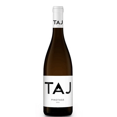A bottle of Taj Pinotage red wine from South Africa. Available at Perry's.