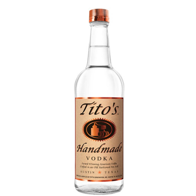 A bottle of Tito’s Handmade Vodka, available at our Provincetown liquor store, Perry's.
