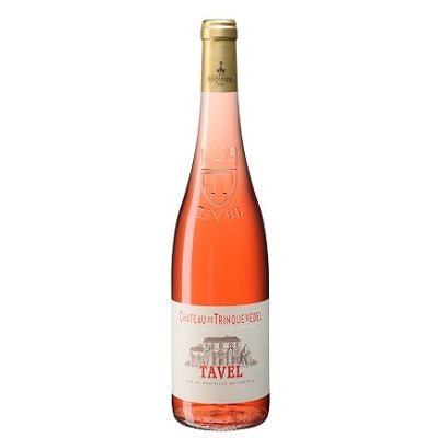 Bottle of Chateau Trinquevedal Tavel Rose. Available at our wine store.