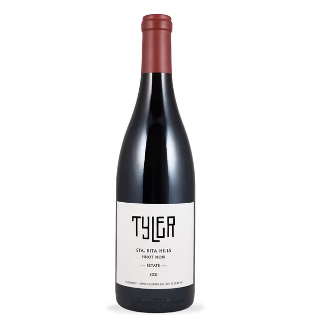 A bottle of Tyler Pinot Noir, available at our Provincetown wine store, Perry's.