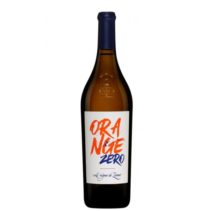 A bottle of Zamo Orange wine, available at our Provincetown wine store, Perry's.