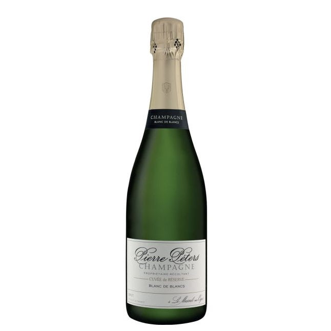 A bottle of Pierre Peters Champagne, available at our Provincetown wine store, Perry's.