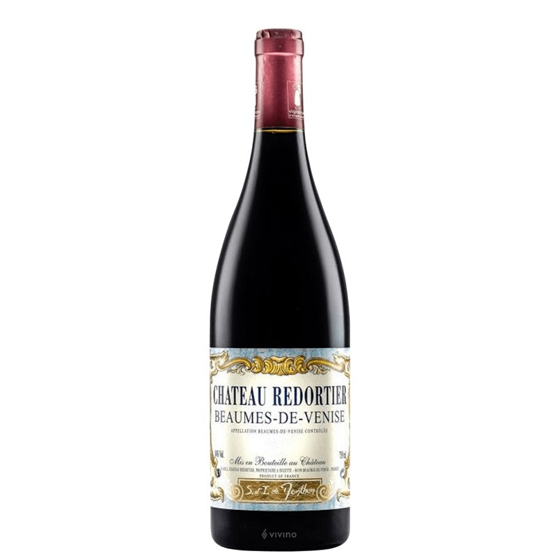 Bottle of Chateau Redortier Beaumes de Venise. Available at our Palm Springs wine store.